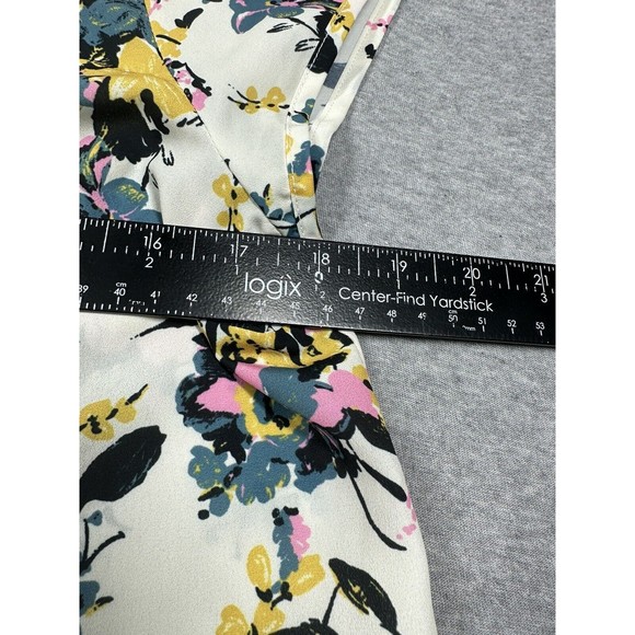 ModCloth Women M Shirt Blouse Top Blue Pink Floral‎ Sheer Short Sleeve - Picture 4 of 6